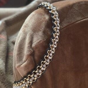 Gold-tone Napier Chunky Link Rhinestone costume jewelry choker necklace